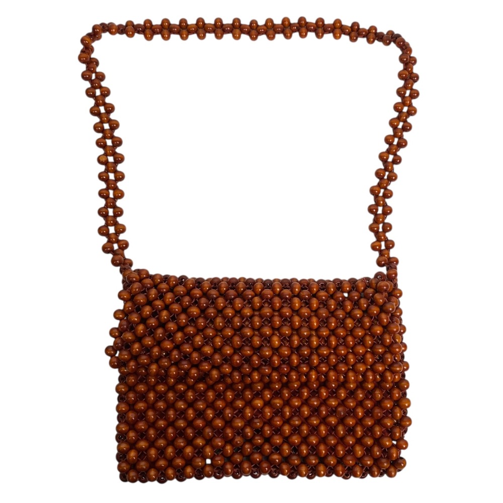 Walborg Brown Wooden Bead Shoulder Bag